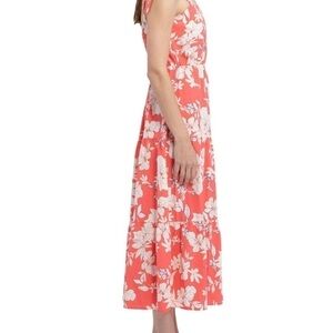 Social Standard by Sanctuary Floral Coral maxi Dress for Women size L tie straps